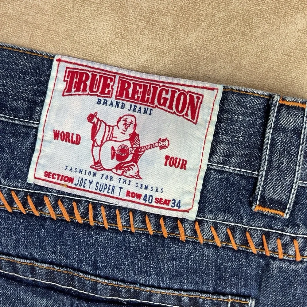 Vintage True Religion Jeans Men Sz 40x34‎ USA Johny Super T Row Big Flap Pockets